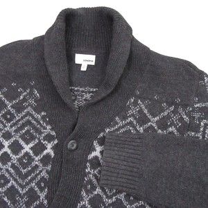 Sonoma Mens Cardigan Sweater 2XL Gray Shawl Collar Ribbed Knit Elbow